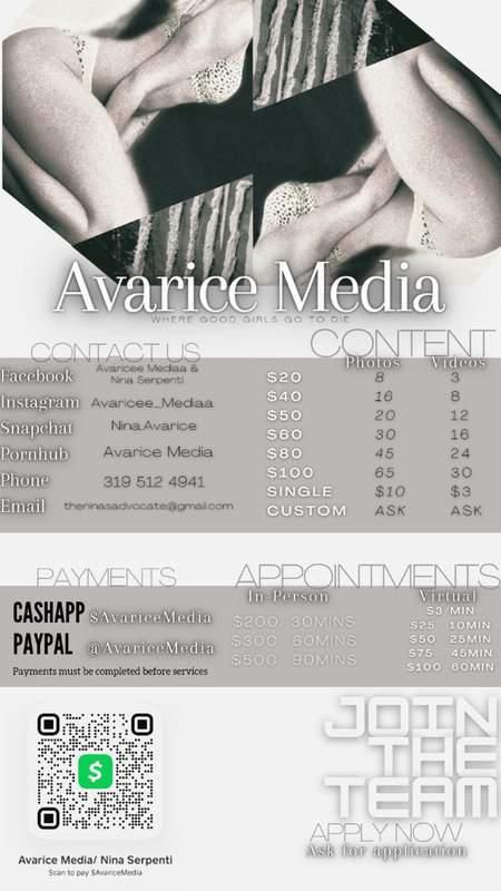 NINA AVARICE × Avarice Media $PECIAL OFFERS!! •Cam|Vids|Pics