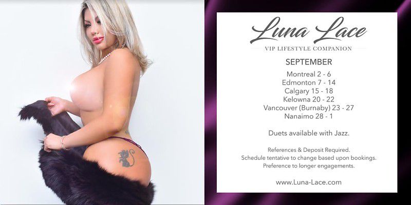 Escorts Vancouver, British Columbia VIP Buxom Babe Luna Lace || PSE | DUET | MULTI H | Sept 23 - 27