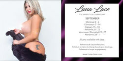 Escorts Vancouver, British Columbia VIP Buxom Babe Luna Lace || PSE | DUET | MULTI H | Sept 23 - 27