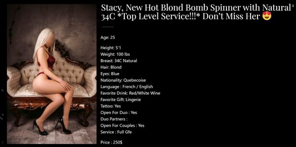 Escorts Montreal, Quebec MONDAY at LUXURY ⭐ STACY VERY HOT PETITE BLOND (FULL)⭐ CONTACT BEN :