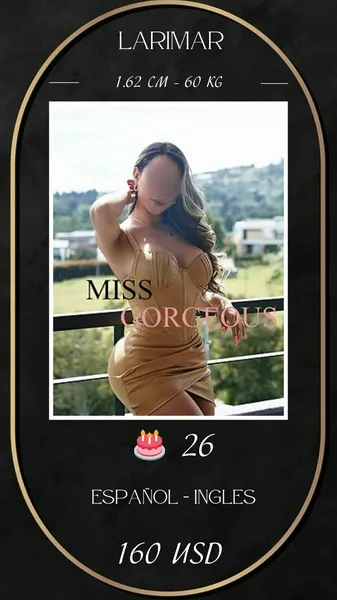 Escorts Medellin, Colombia Miss Larimar